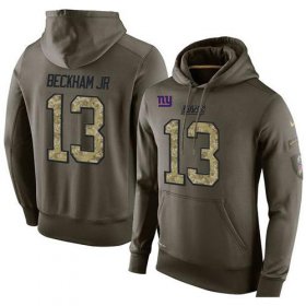 Wholesale Cheap NFL Men\'s Nike New York Giants #13 Odell Beckham Jr Stitched Green Olive Salute To Service KO Performance Hoodie