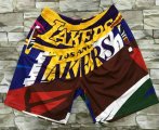 Wholesale Cheap Men's Los Angeles Lakers Multi Color Hardwood Classics Soul Swingman Throwback Printed NBA Shorts