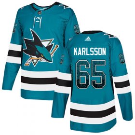 Wholesale Cheap Adidas Sharks #65 Erik Karlsson Teal Home Authentic Drift Fashion Stitched NHL Jersey