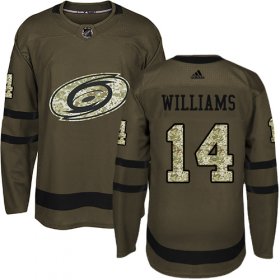Wholesale Cheap Adidas Hurricanes #14 Justin Williams Green Salute to Service Stitched Youth NHL Jersey
