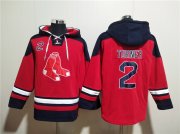 Wholesale Cheap Men's Boston Red Sox #2 Justin Turner Red Ageless Must-Have Lace-Up Pullover Hoodie