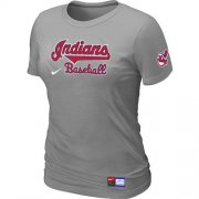 Wholesale Cheap Women's Nike Cleveland Indians Short Sleeve Practice T-Shirt Light Grey