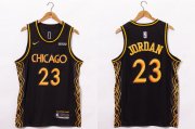 Wholesale Cheap Men's Chicago Bulls #23 Michael Jordan NEW Black Nike 2021 Swingman City Edition Jersey