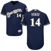 Wholesale Cheap Brewers #14 Hernan Perez Navy Blue Flexbase Authentic Collection Stitched MLB Jersey