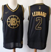 Wholesale Cheap Nike Clippers #2 Kawhi Leonard Black Gold NBA Swingman Limited Edition Jersey