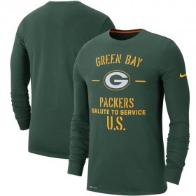 Wholesale Cheap Men\'s Green Bay Packers Nike Green 2019 Salute to Service Sideline Performance Long Sleeve Shirt