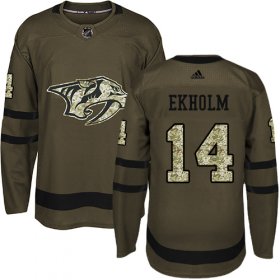 Wholesale Cheap Adidas Predators #14 Mattias Ekholm Green Salute to Service Stitched NHL Jersey