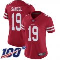Wholesale Cheap Nike 49ers #19 Deebo Samuel Red Team Color Women's Stitched NFL 100th Season Vapor Limited Jersey