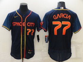 Wholesale Cheap Men\'s Houston Astros #77 Luis Garcia 2022 Number Navy Blue City Connect Flex Base Stitched Baseball Jersey