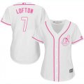 Wholesale Cheap Indians #7 Kenny Lofton White/Pink Fashion Women's Stitched MLB Jersey