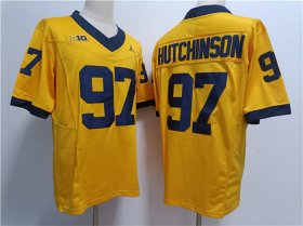 Cheap Men\'s Michigan Wolverines #97 Aidan Hutchinson Yellow Stitched Jersey