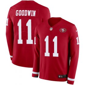 Wholesale Cheap Nike 49ers #11 Marquise Goodwin Red Team Color Men\'s Stitched NFL Limited Therma Long Sleeve Jersey
