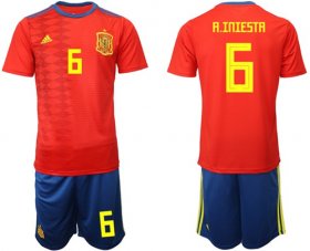 Wholesale Cheap Spain #6 A.Iniesta Home Soccer Country Jersey