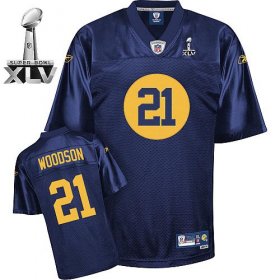 Wholesale Cheap Packers #21 Charles Woodson Blue Bowl Super Bowl XLV Stitched NFL Jersey