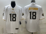 Wholesale Cheap Men's Minnesota Vikings #18 Justin Jefferson White Golden Edition Limited Stitched Jersey