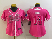 Wholesale Cheap Women's Buffalo Bills #14 Stefon Diggs Pink With Patch Cool Base Stitched Baseball Jersey