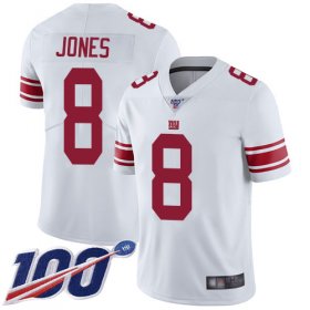 Wholesale Cheap Nike Giants #8 Daniel Jones White Men\'s Stitched NFL 100th Season Vapor Limited Jersey