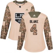 Wholesale Cheap Adidas Kings #4 Rob Blake Camo Authentic 2017 Veterans Day Women's Stitched NHL Jersey