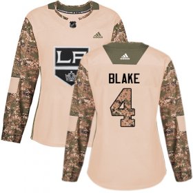 Wholesale Cheap Adidas Kings #4 Rob Blake Camo Authentic 2017 Veterans Day Women\'s Stitched NHL Jersey