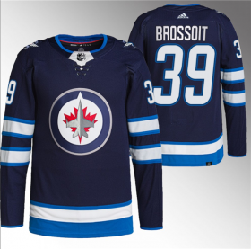 Wholesale Cheap Men\'s Winnipeg Jets #39 Laurent Brossoit Navy Stitched Jersey