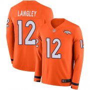 Wholesale Cheap Men's Broncos #12 Brendan Langley Orange Team Color Men's Stitched NFL Limited Therma Long Sleeve Jersey