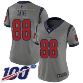 Wholesale Cheap Nike Texans #88 Jordan Akins Gray Women\'s Stitched NFL Limited Inverted Legend 100th Season Jersey