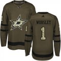 Wholesale Cheap Adidas Stars #1 Gump Worsley Green Salute to Service Stitched NHL Jersey