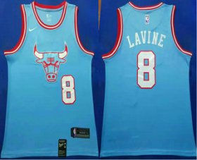 Wholesale Cheap Men\'s Chicago Bulls #8 Zach LaVine Blue 2019-20 City Edition Nike Swingman Stitched NBA Jersey