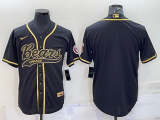 Wholesale Cheap Men's Chicago Bears Blank Black Gold With Patch Cool Base Stitched Baseball Jersey