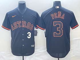 Cheap Men\'s Houston Astros #3 Jeremy Pena Number Lights Out Black Fashion Stitched MLB Cool Base Nike Jerseys