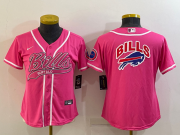 Wholesale Cheap Women's Buffalo Bills Pink Team Big Logo With Patch Cool Base Stitched Baseball Jersey