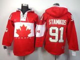 Wholesale Cheap Olympic CA. #91 Steven Stamkos Red Sawyer Hooded Sweatshirt Stitched NHL Jersey
