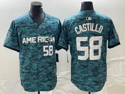 Wholesale Cheap Men's Seattle Mariners #58 Diego Castillo Number Teal 2023 All Star Stitched Baseball Jersey