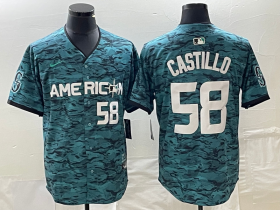Wholesale Cheap Men\'s Seattle Mariners #58 Diego Castillo Number Teal 2023 All Star Stitched Baseball Jersey