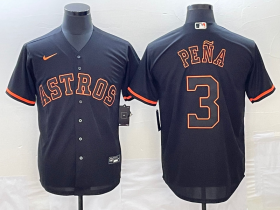 Cheap Men\'s Houston Astros #3 Jeremy Pena Lights Out Black Fashion Stitched MLB Cool Base Nike Jersey