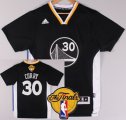 Wholesale Cheap Men's Golden State Warriors #30 Stephen Curry Black Short-Sleeved 2017 The NBA Finals Patch Jersey