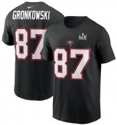 Wholesale Cheap Men's Tampa Bay Buccaneers Rob Gronkowski Nike Black Super Bowl LV Champions Name & Number T-Shirt