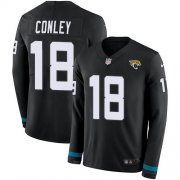 Wholesale Cheap Nike Jaguars #18 Chris Conley Black Team Color Men's Stitched NFL Limited Therma Long Sleeve Jersey