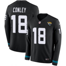 Wholesale Cheap Nike Jaguars #18 Chris Conley Black Team Color Men\'s Stitched NFL Limited Therma Long Sleeve Jersey