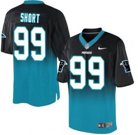 Wholesale Cheap Nike Panthers #99 Kawann Short Black/Blue Men\'s Stitched NFL Elite Fadeaway Fashion Jersey