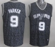Wholesale Cheap San Antonio Spurs #9 Tony Parker Black Leopard Print Fashion Jersey
