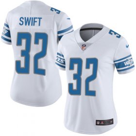 Wholesale Cheap Nike Lions #32 D\'Andre Swift White Women\'s Stitched NFL Vapor Untouchable Limited Jersey