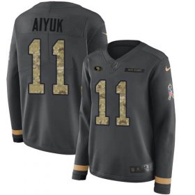 Wholesale Cheap Nike 49ers #11 Brandon Aiyuk Anthracite Salute to Service Women\'s Stitched NFL Limited Therma Long Sleeve Jersey