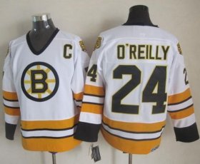 Wholesale Cheap Bruins #24 Terry O\'Reilly White/Yellow CCM Throwback Stitched NHL Jersey