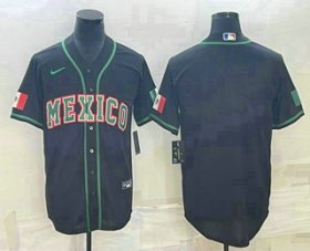Cheap Men\'s Mexico Baseball Blank 2023 Black World Baseball Classic Stitched Jerseys
