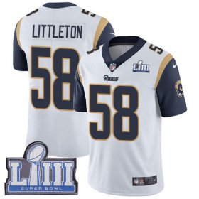 Wholesale Cheap Nike Rams #58 Cory Littleton White Super Bowl LIII Bound Youth Stitched NFL Vapor Untouchable Limited Jersey
