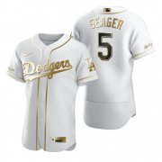 Wholesale Cheap Los Angeles Dodgers #5 Corey Seager White Nike Men's Authentic Golden Edition MLB Jersey
