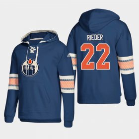 Wholesale Cheap Edmonton Oilers #22 Tobias Rieder Royal adidas Lace-Up Pullover Hoodie
