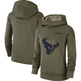 Wholesale Cheap Women\'s Houston Texans Nike Olive Salute to Service Sideline Therma Performance Pullover Hoodie