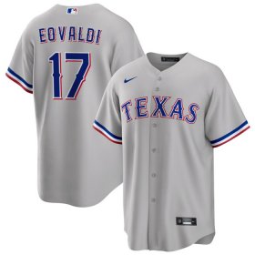 Cheap Men\'s Texas Rangers #17 Nathan Eovaldi Gray Cool Base Stitched Baseball Jersey
